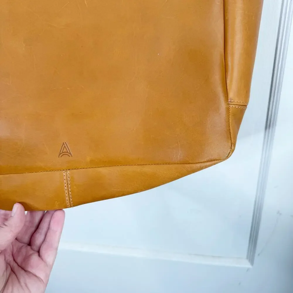 ABLE Phoebe Soft Tote Shoulder Bag Full Grain Leather Functional Work Cognac OS